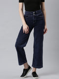 Women's Navy Blue Mid Rise Jean Mom Fit Retro Denim Jeans