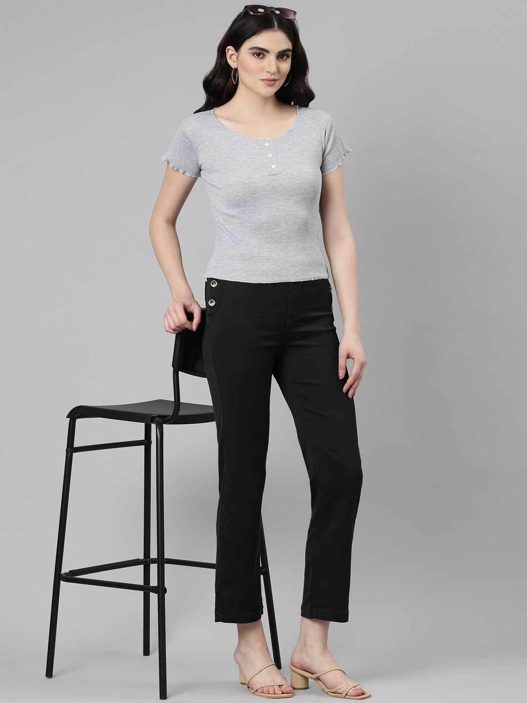 Women's Black Jean Straight Fit Denim Jeans