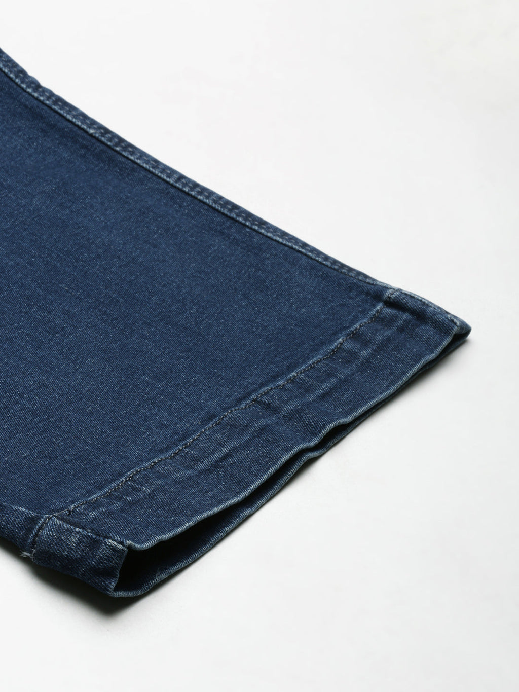 Women's Navy Blue Acid Wash Wide Leg Mid-Rise Denim Jeans