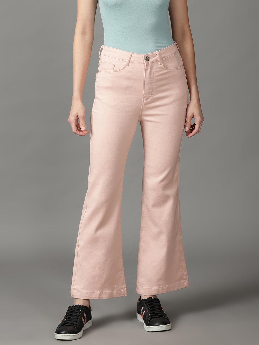 Women's Peach Bootcut High-Rise Stretchable Cotton Jeans