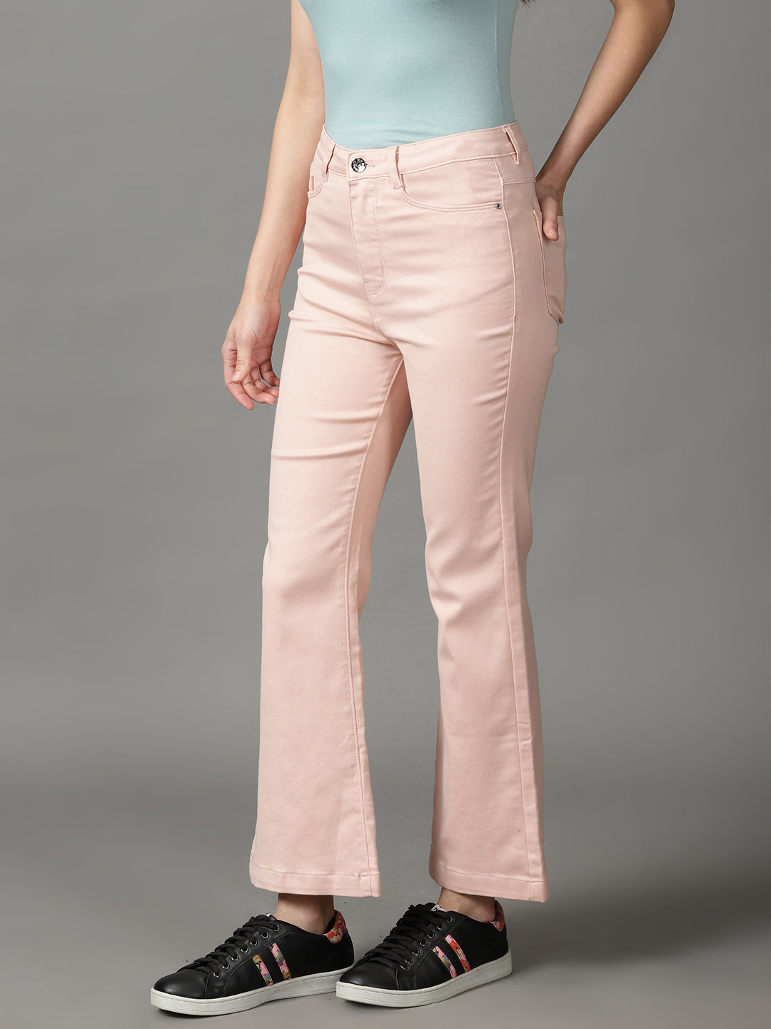 Women's Peach Bootcut High-Rise Stretchable Cotton Jeans