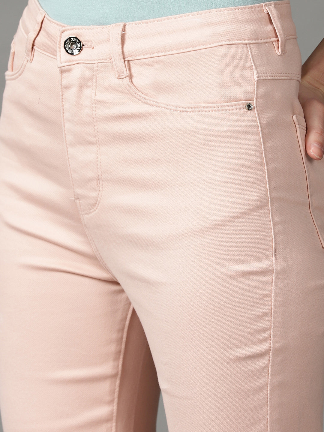 Women's Peach Bootcut High-Rise Stretchable Cotton Jeans
