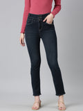 Women's Navy Blue Jean Straight Fit Light Fade Stretchable Denim Jeans