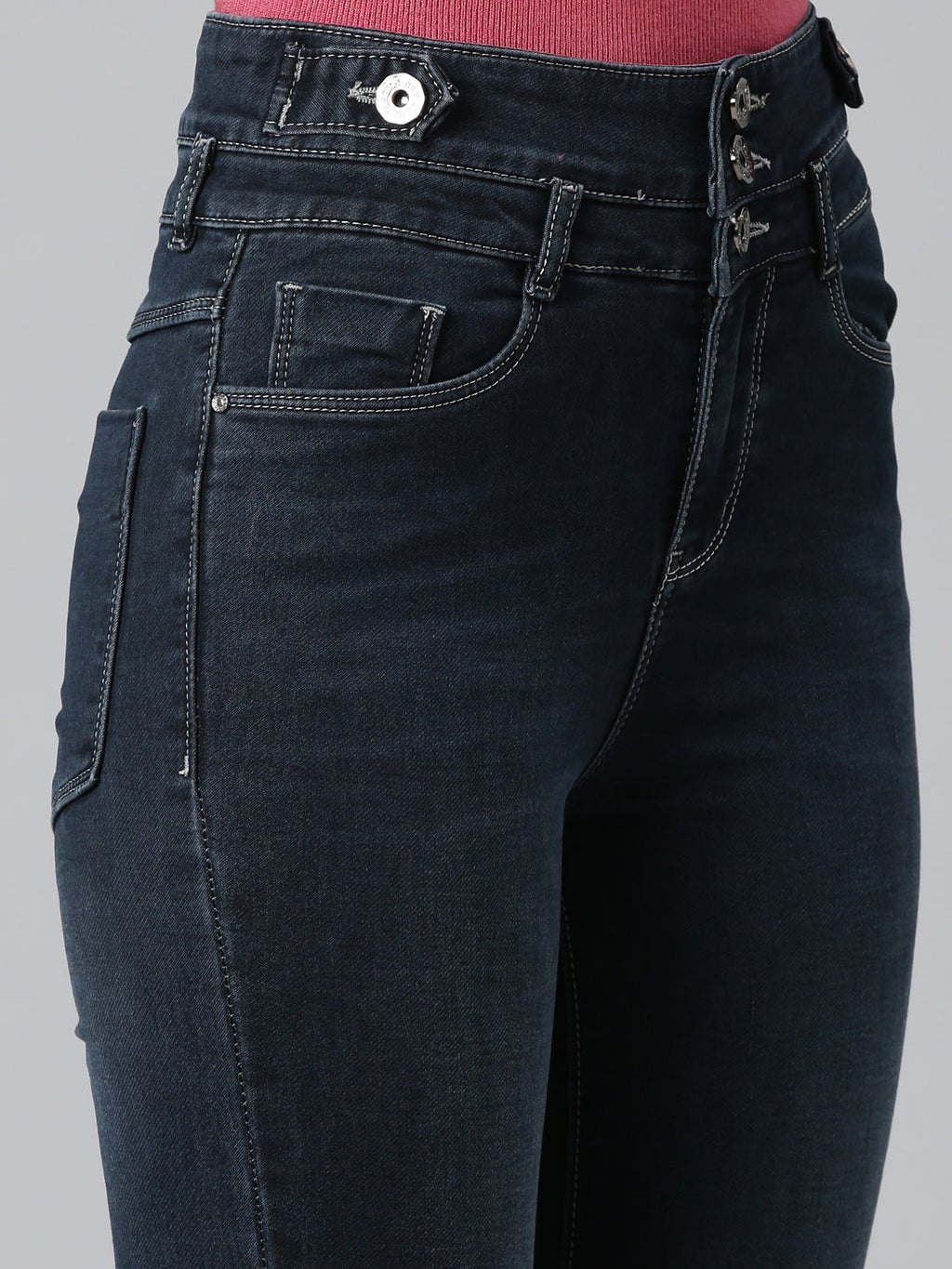 Women's Navy Blue Jean Straight Fit Light Fade Stretchable Denim Jeans