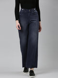 Women's Grey High-Rise Straight Fit Denim Jeans