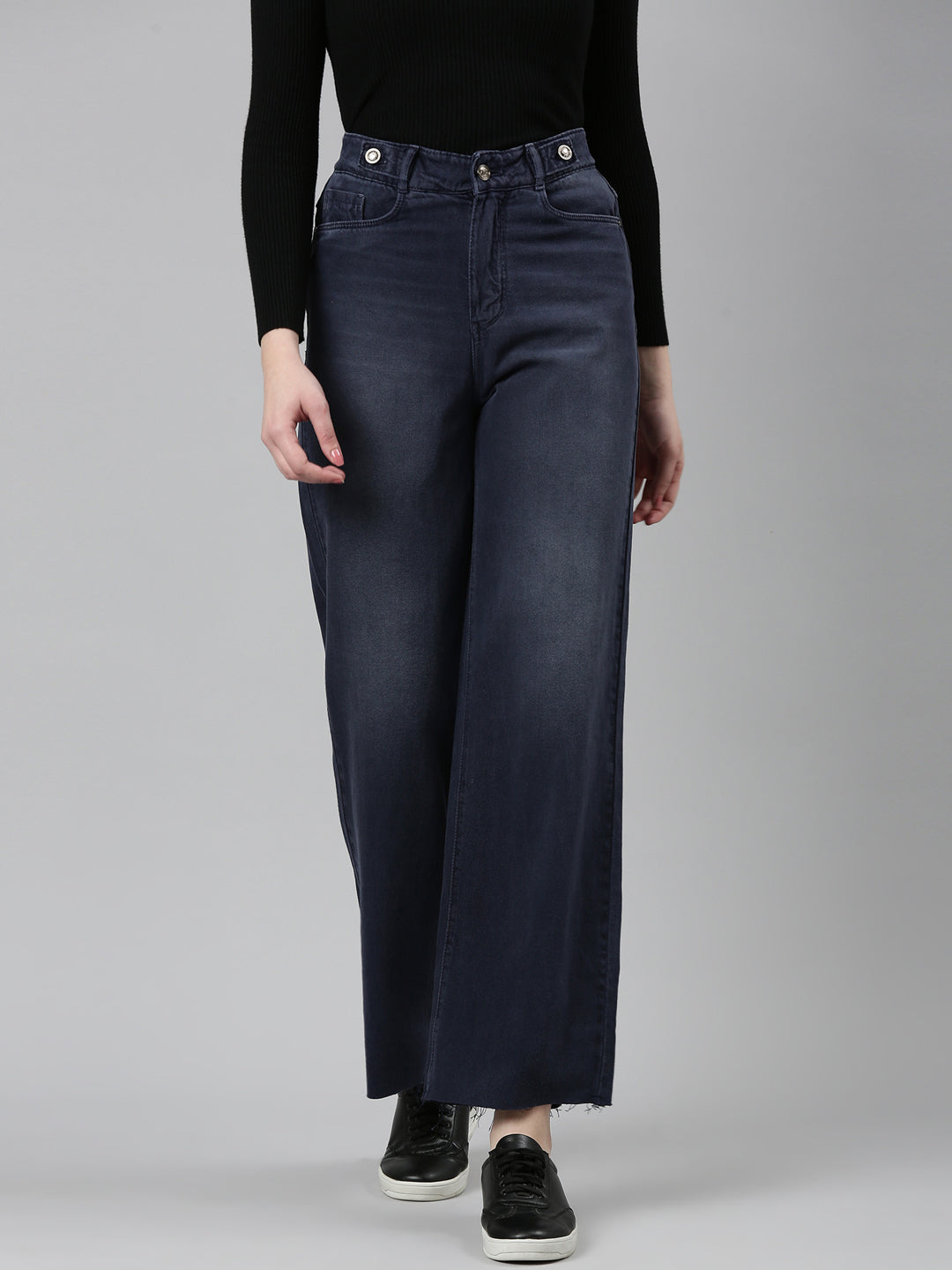 Women's Grey High-Rise Straight Fit Denim Jeans