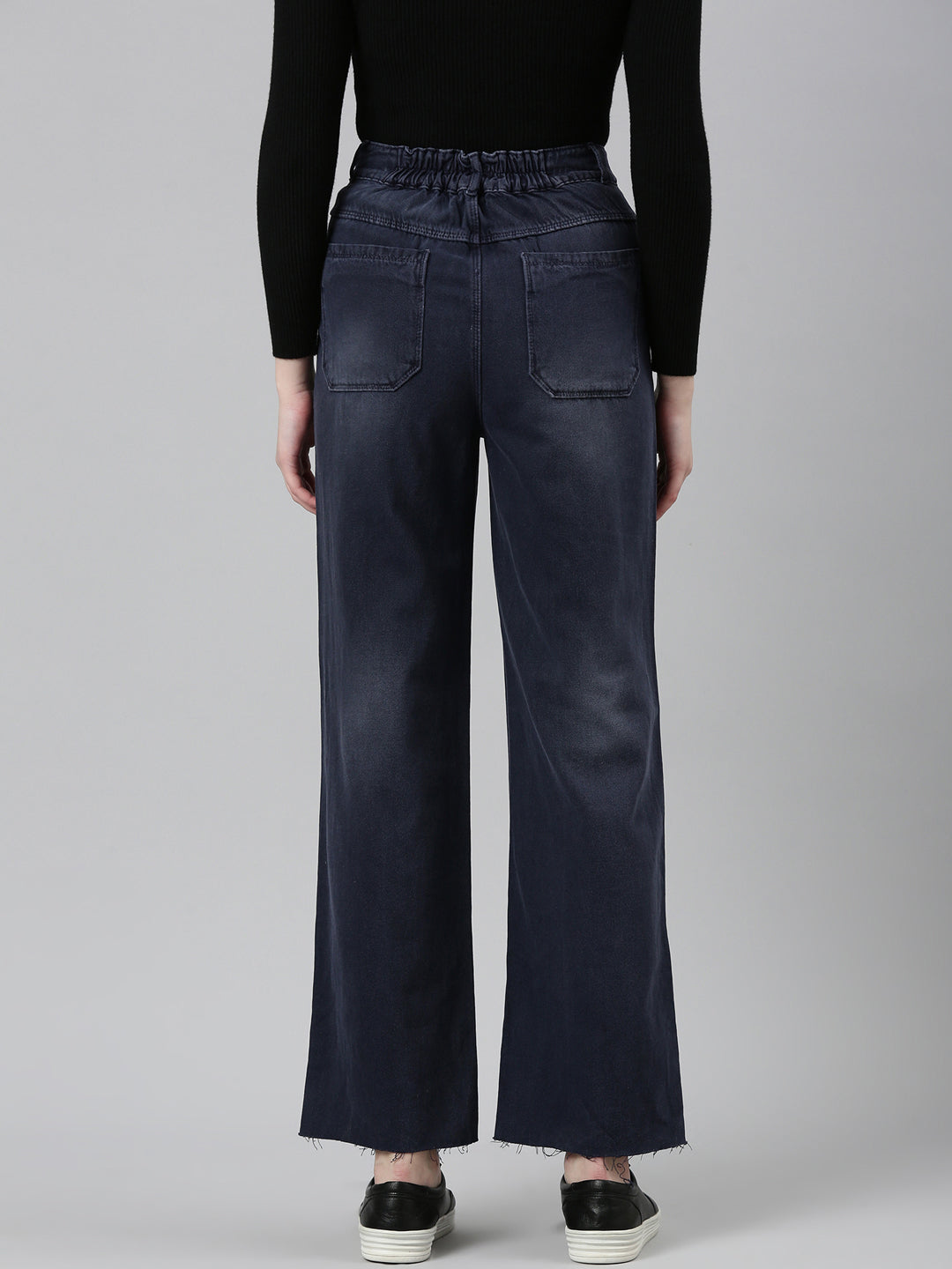 Women's Grey High-Rise Straight Fit Denim Jeans