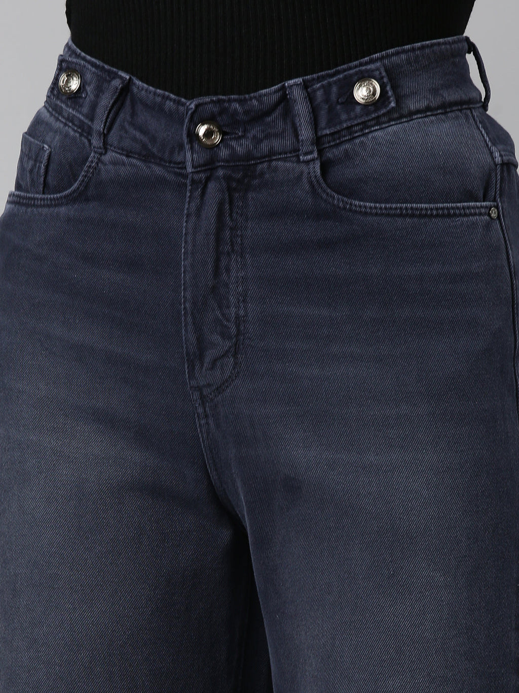 Women's Grey High-Rise Straight Fit Denim Jeans