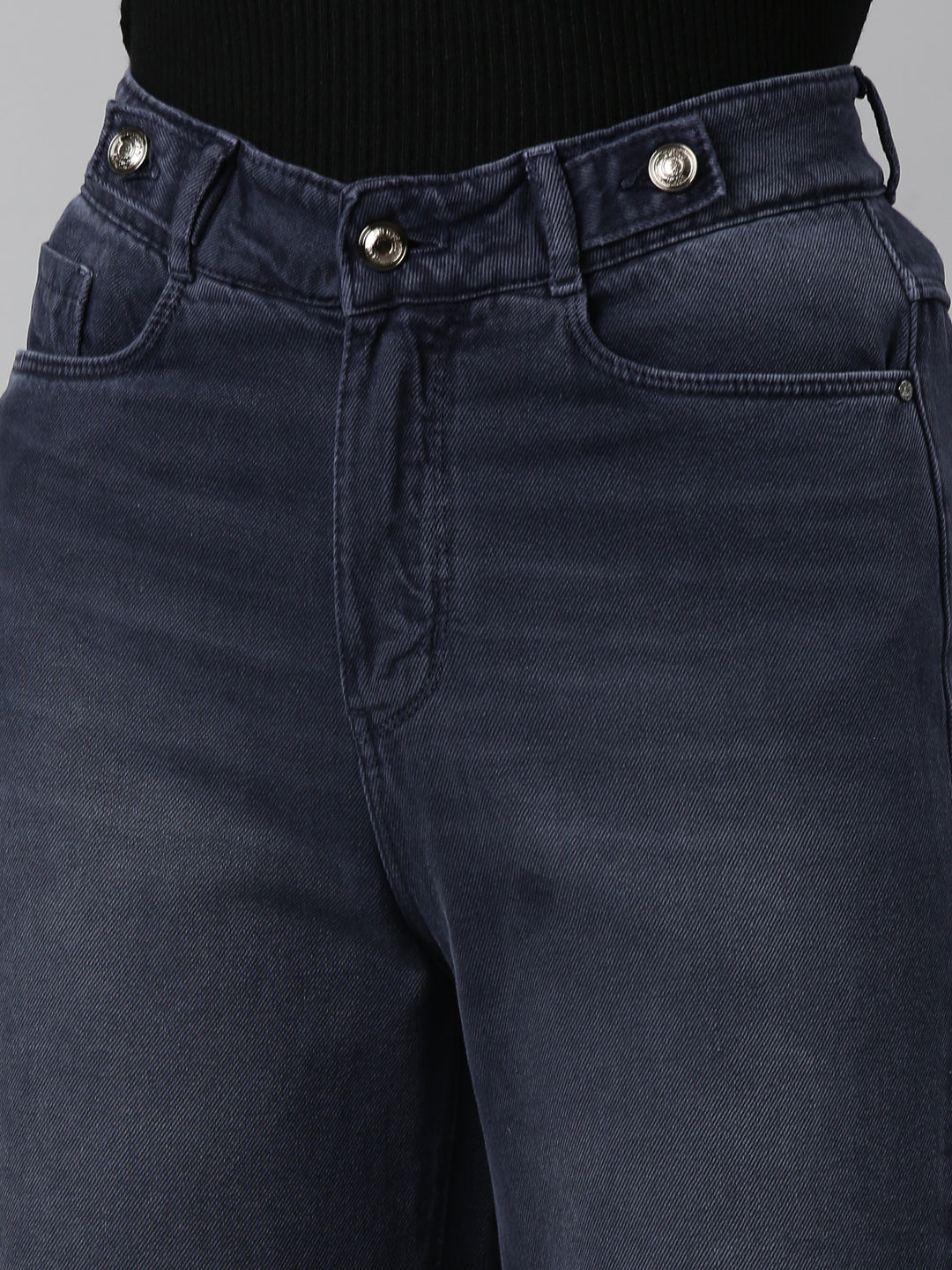 Women's Grey High-Rise Straight Fit Denim Jeans