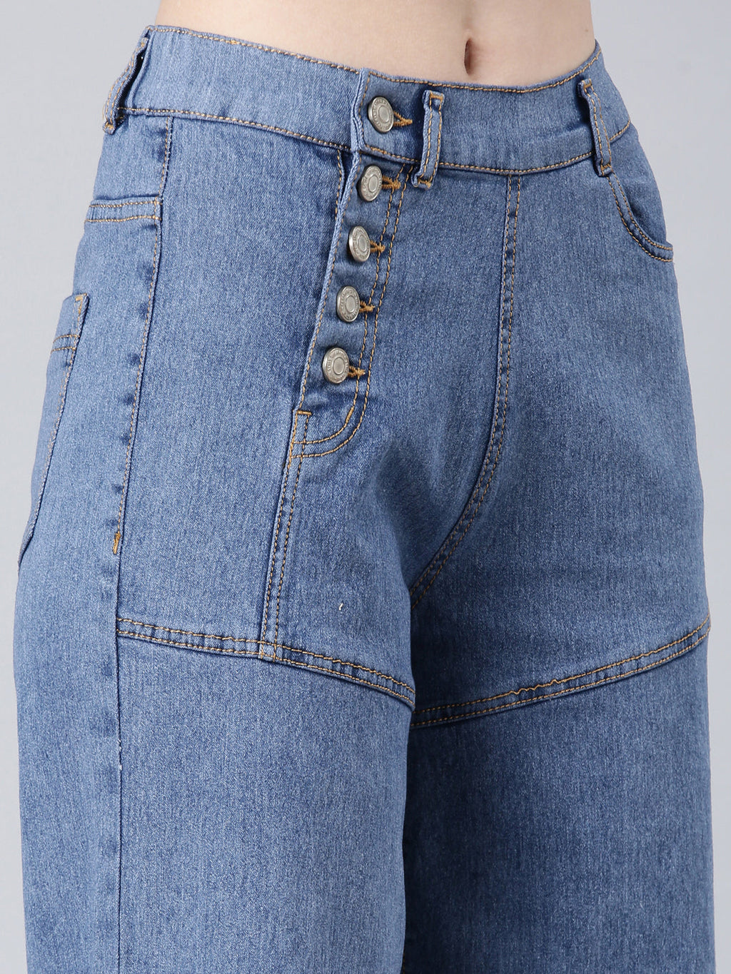 Women's Blue Wide Leg Stretchable Denim Jeans