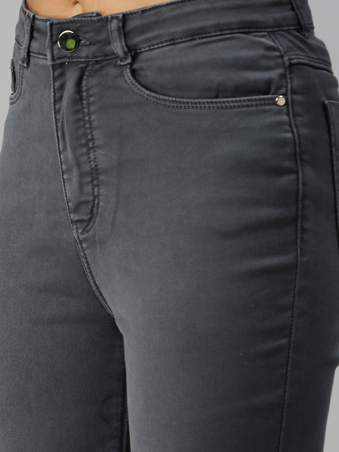 Women's Grey Straight Fit High-Rise Jeans