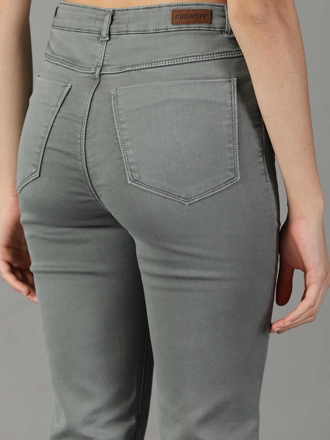 Women's Grey Relaxed Fit Mid-Rise Stretchable Cotton Jeans