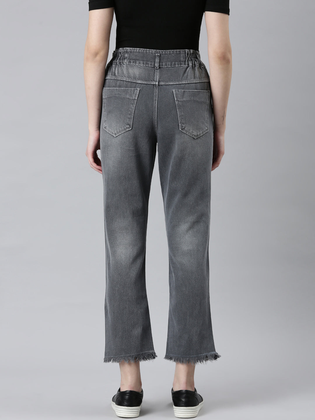 Women's Grey Boyfriend Fit Heavy Denim Jeans