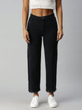 Women's Grey Wide Leg High-Rise Stretchable Jeans