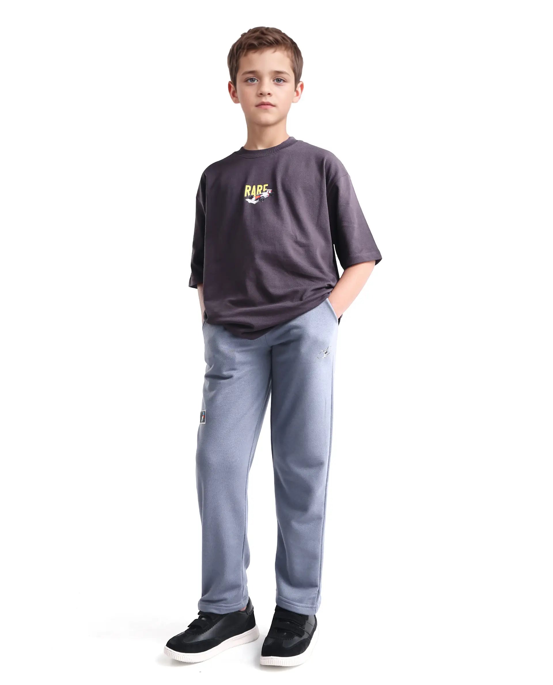 Rare Ones Kids Jag-B Dusky Purple Cotton Blend Pigment Print Straight Fit Trackpant