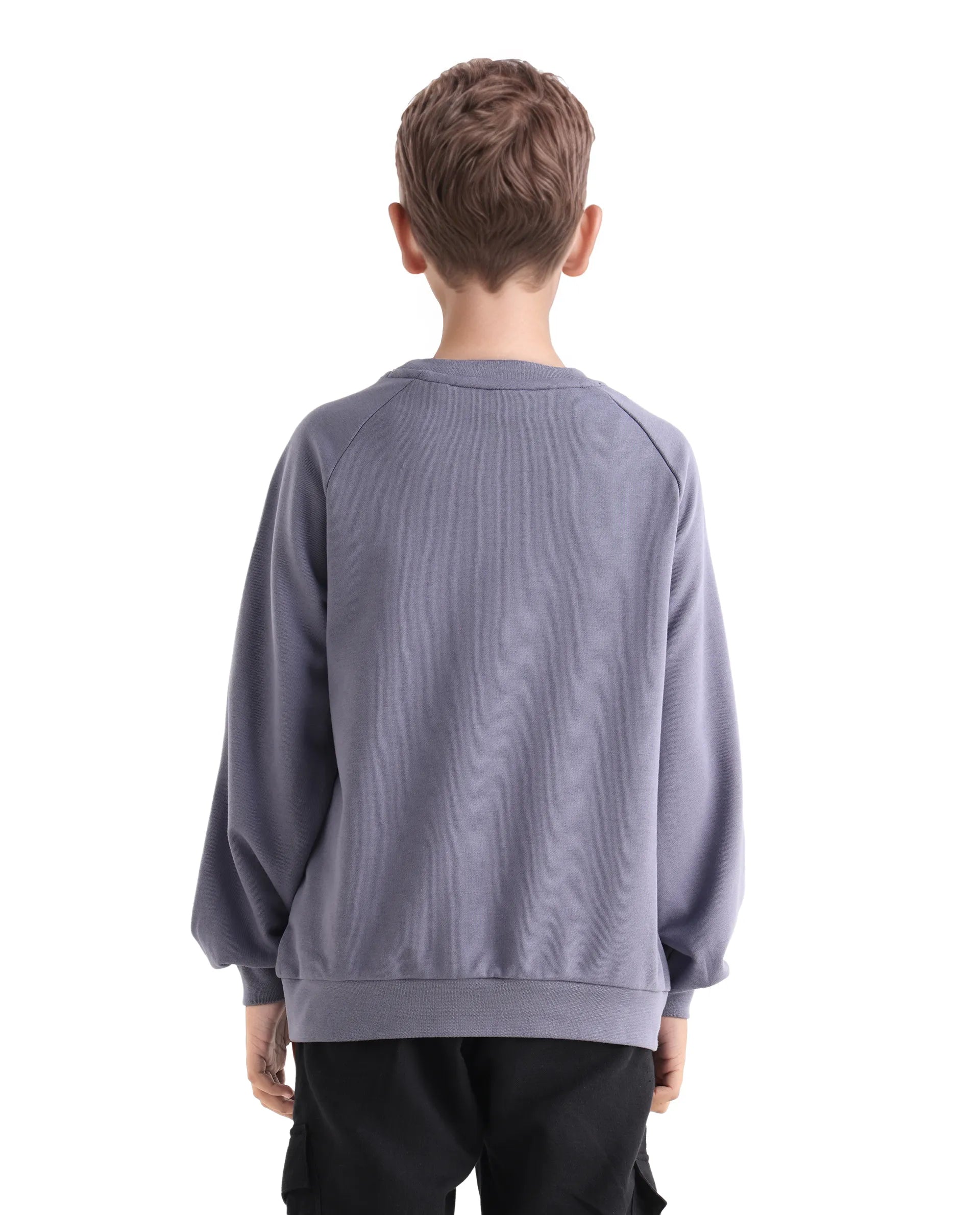 Rare Ones Kids Jag Dusky Purple Cotton Blend Hd Print Oversized Sweatshirt