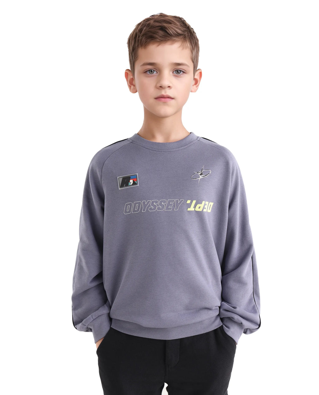 Rare Ones Kids Jag Dusky Purple Cotton Blend Hd Print Oversized Sweatshirt