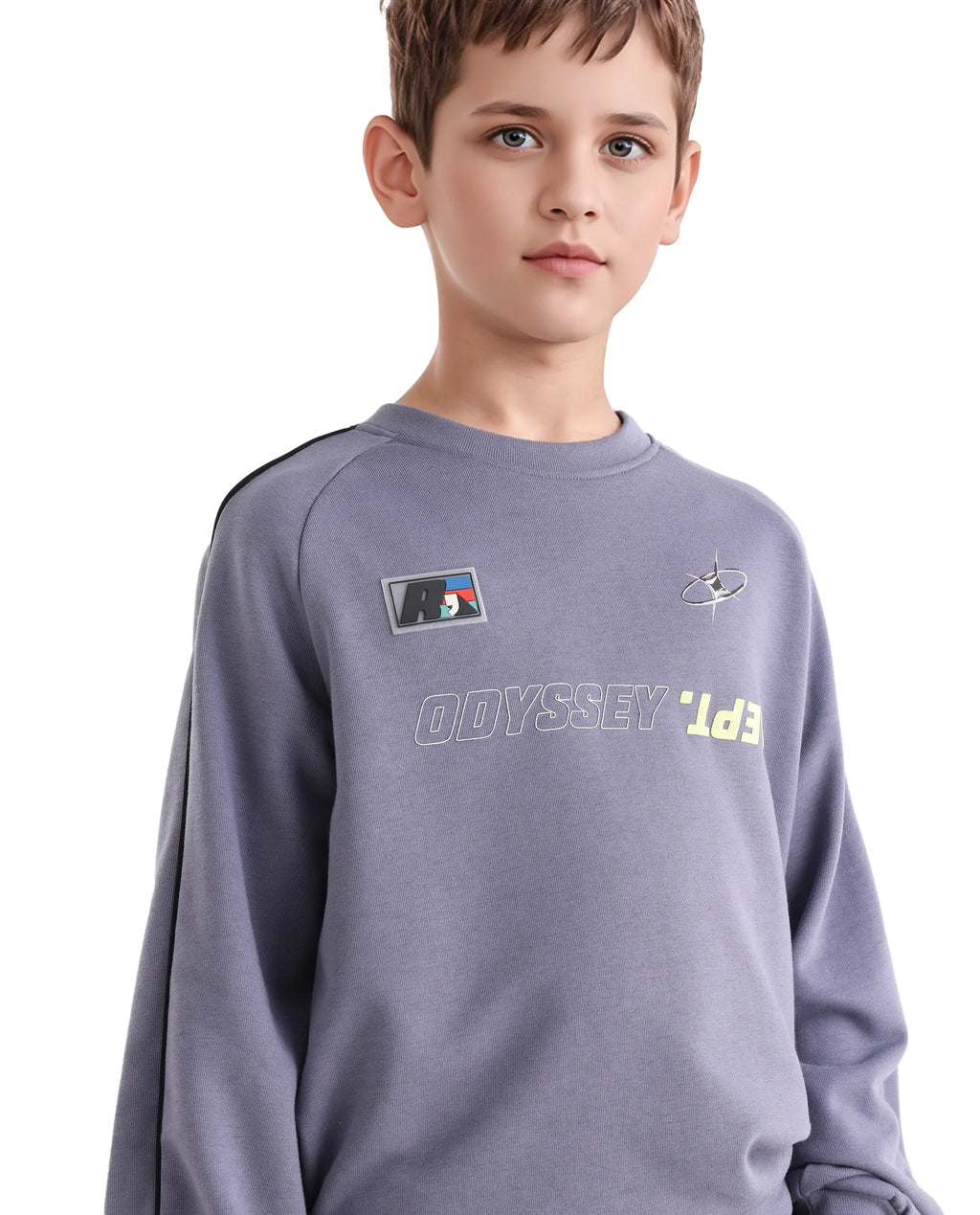 Rare Ones Kids Jag Dusky Purple Cotton Blend Hd Print Oversized Sweatshirt