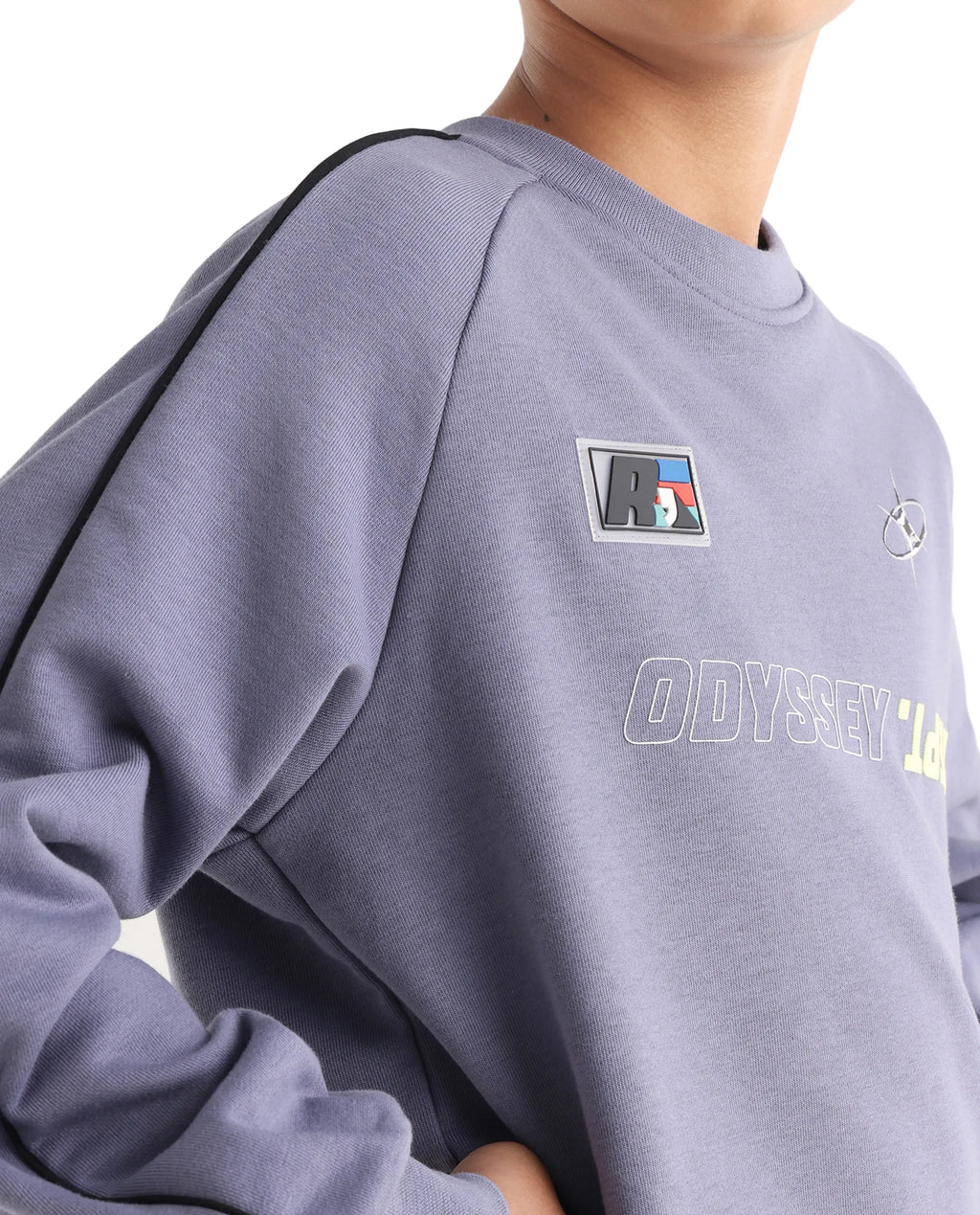 Rare Ones Kids Jag Dusky Purple Cotton Blend Hd Print Oversized Sweatshirt