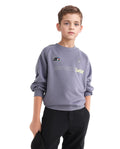 Rare Ones Kids Jag Dusky Purple Cotton Blend Hd Print Oversized Sweatshirt