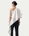 Rareism Women's Janhuna Beige Modal One Shoulder Plain Extended Sleeves Long Regular Fit Top