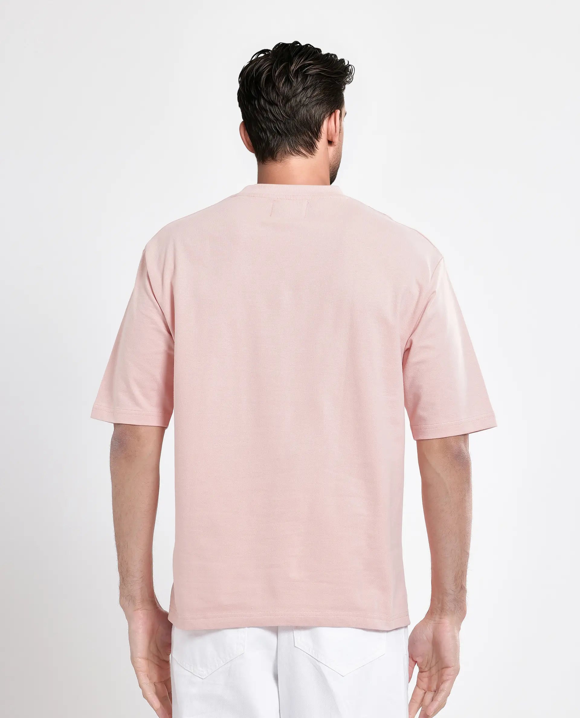 Rare Rabbit Men's Jarn Light Orange Cotton Graphic Print Qlo Fit Half Sleeve Crew Neck T-Shirt