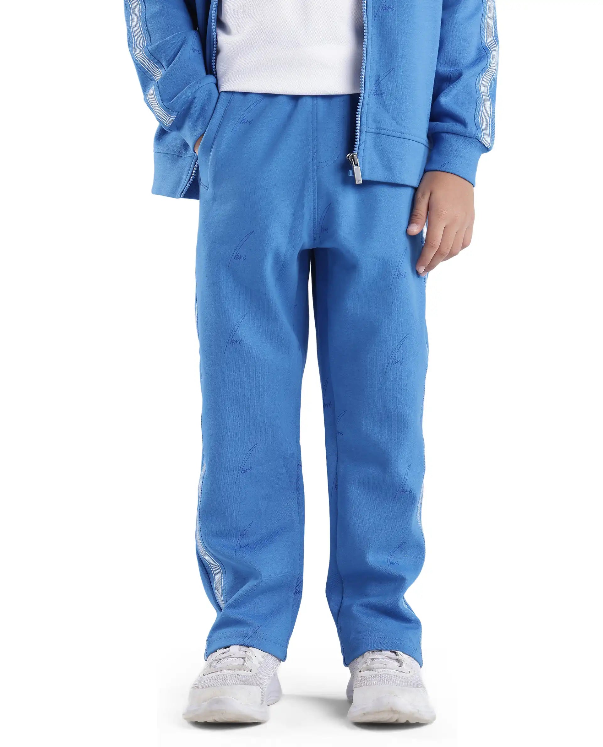 Rare Ones Kids Jeck Blue Cotton Poly Jelly Print Trackpant