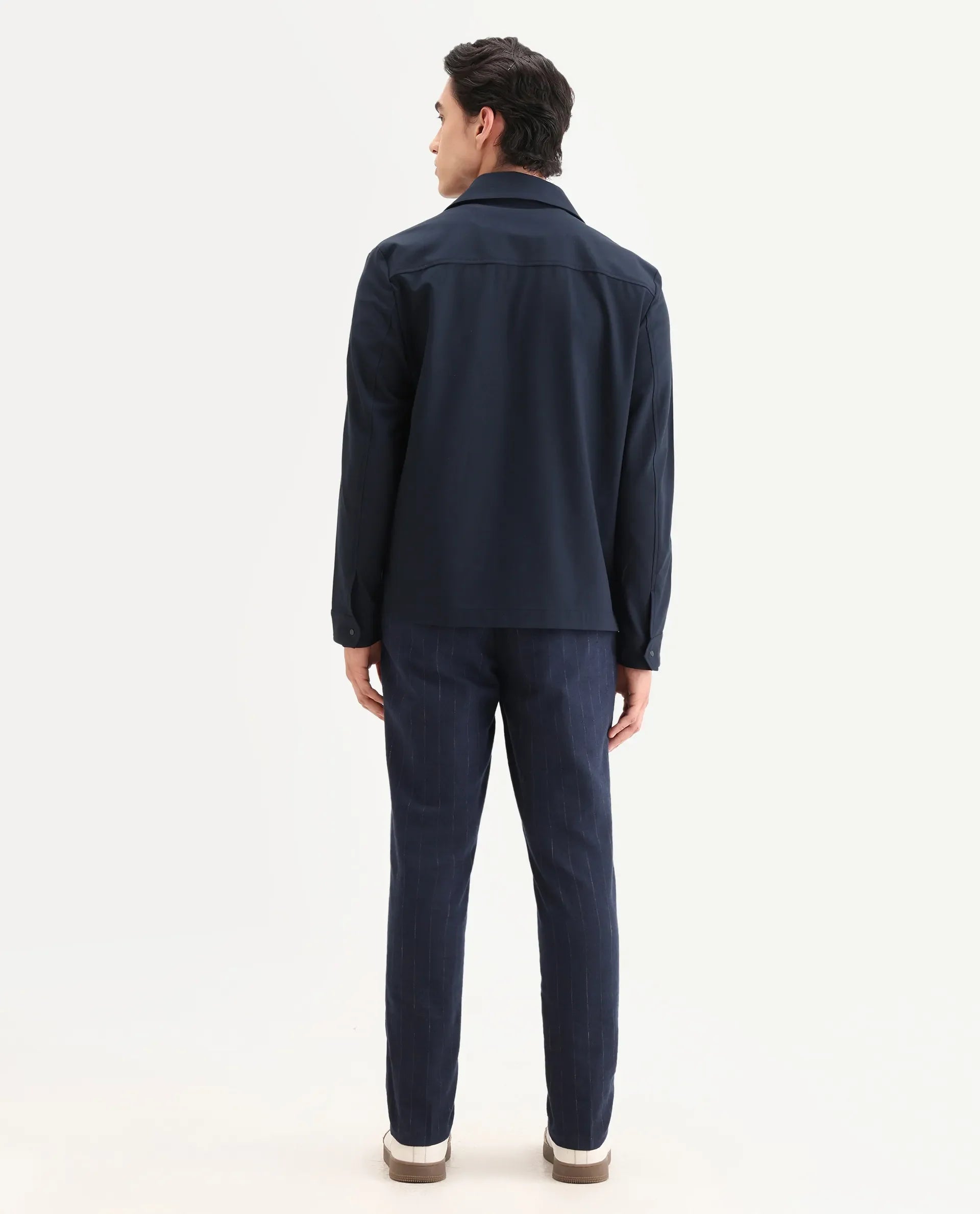 Rare Rabbit Men's Jlo Blue Cotton Blend Striped Print Relaxed Fit Trouser