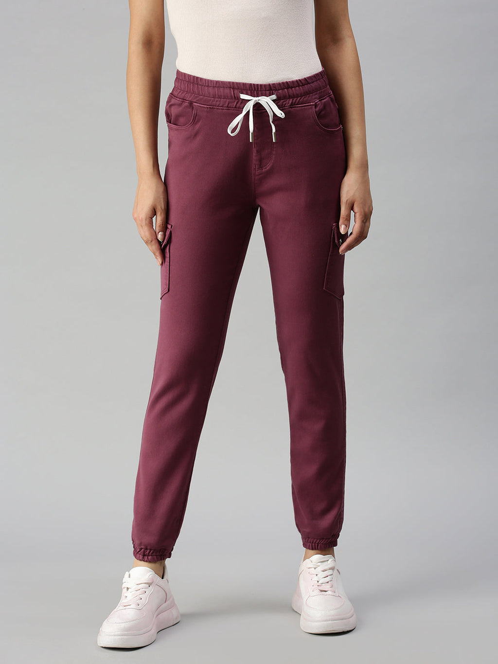 Women's Lavender Jogger High-Rise Low Distress Cuffed Hem Stretchable Denim Jeans