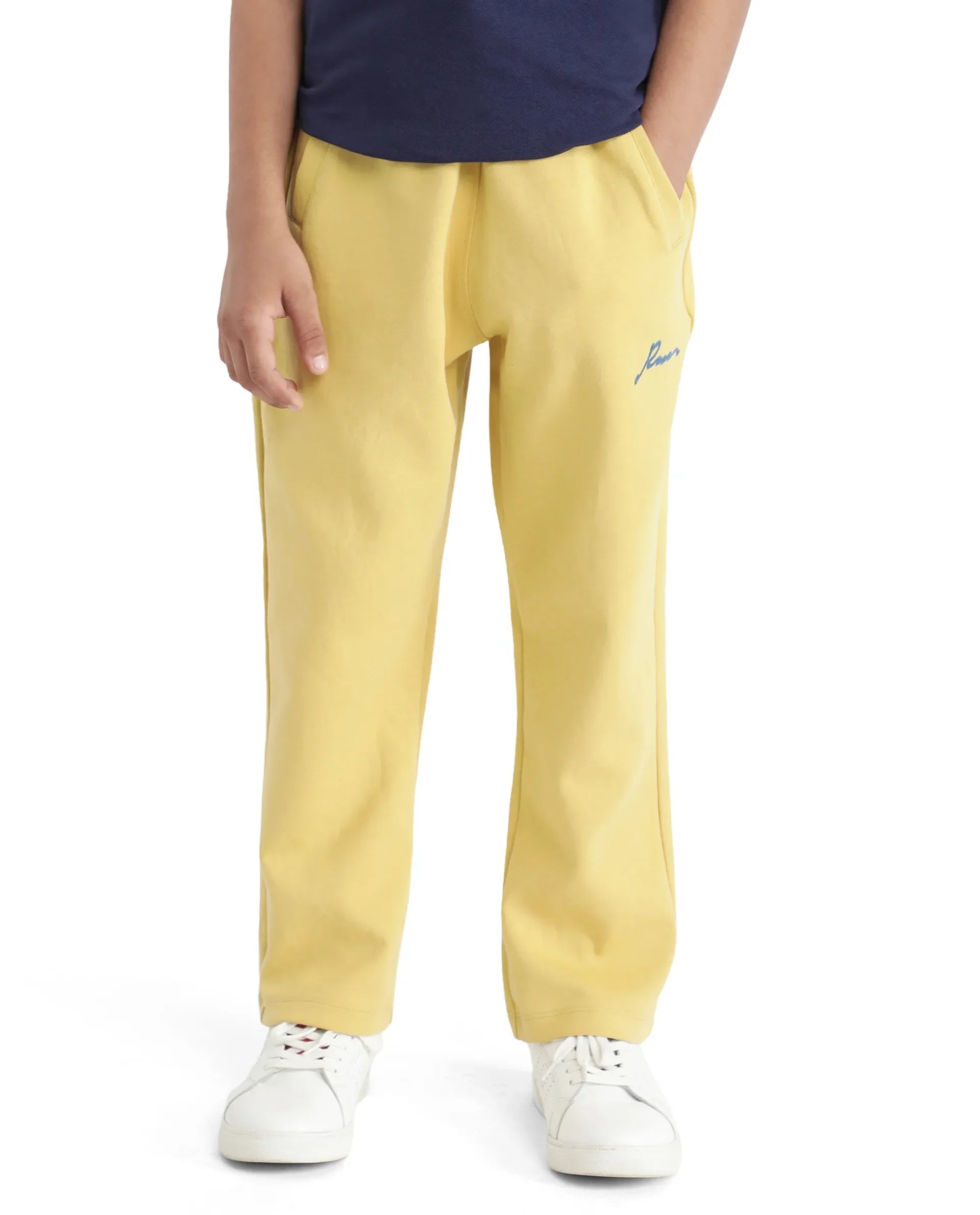 Rare Ones Kids Kan Yellow Cotton Poly Flock Print Trackpant