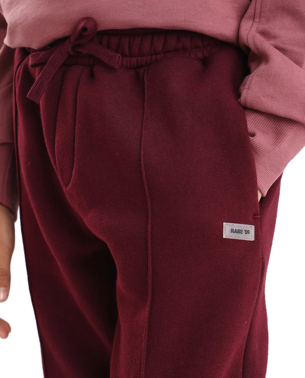 Rare Ones Kids Kaye-B Maroon Cotton Blend Drawstring Closure Regular Fit Trackpant