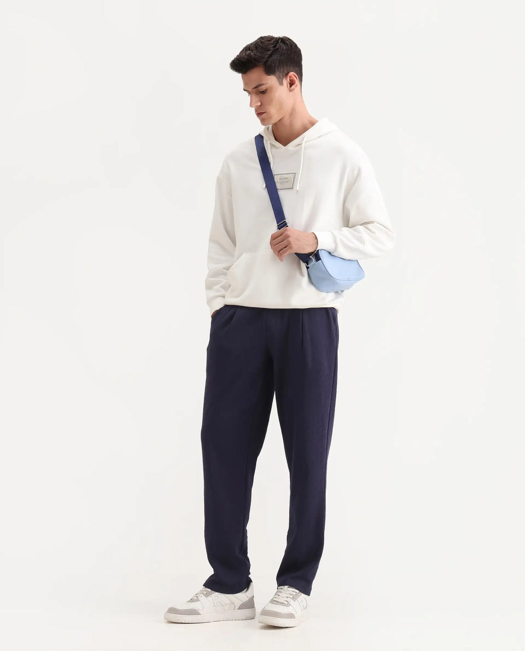 Rare Rabbit Men's Kelo Dark Purple Cotton Blend Plain Regular Fit Trouser