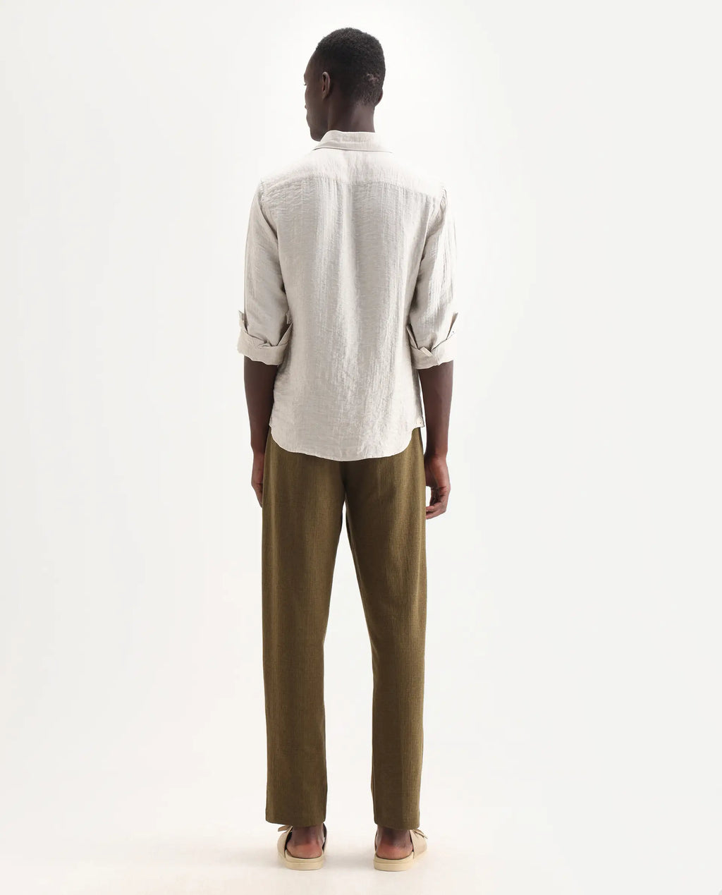 Rare Rabbit Men's Keloe Olive Cotton Blend Plain Relaxed Fit Trouser