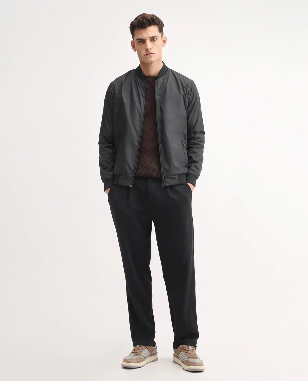 Rare Rabbit Men's Keloe Black Cotton Blend Plain Relaxed Fit Trouser