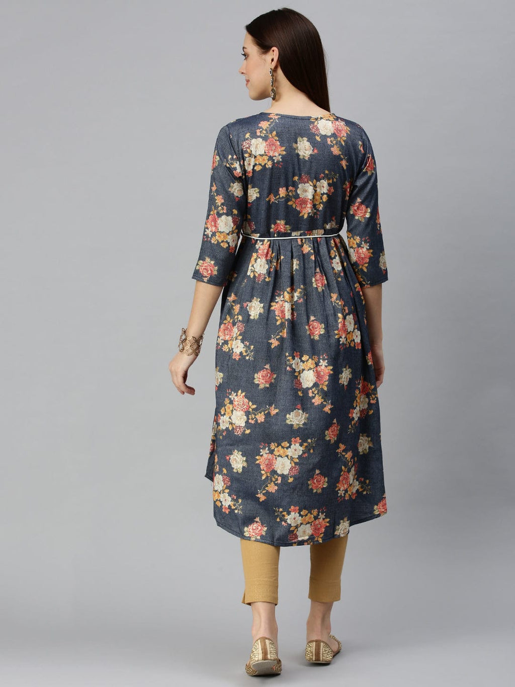 Women's Printed Blue A-Line Kurta