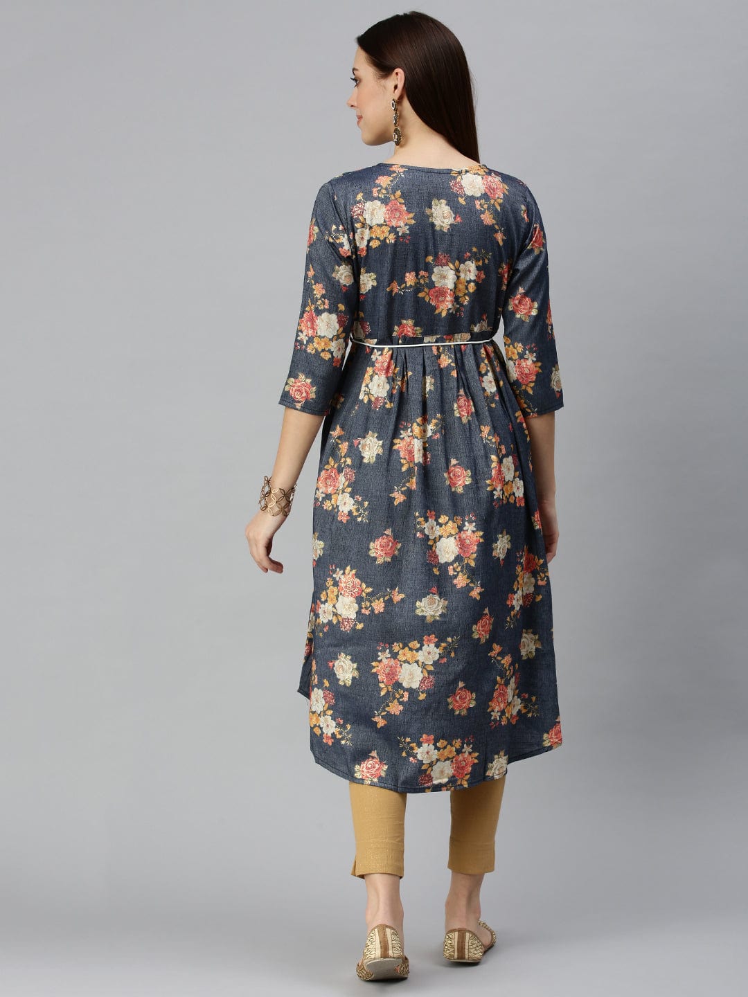 Women's Printed Blue A-Line Kurta