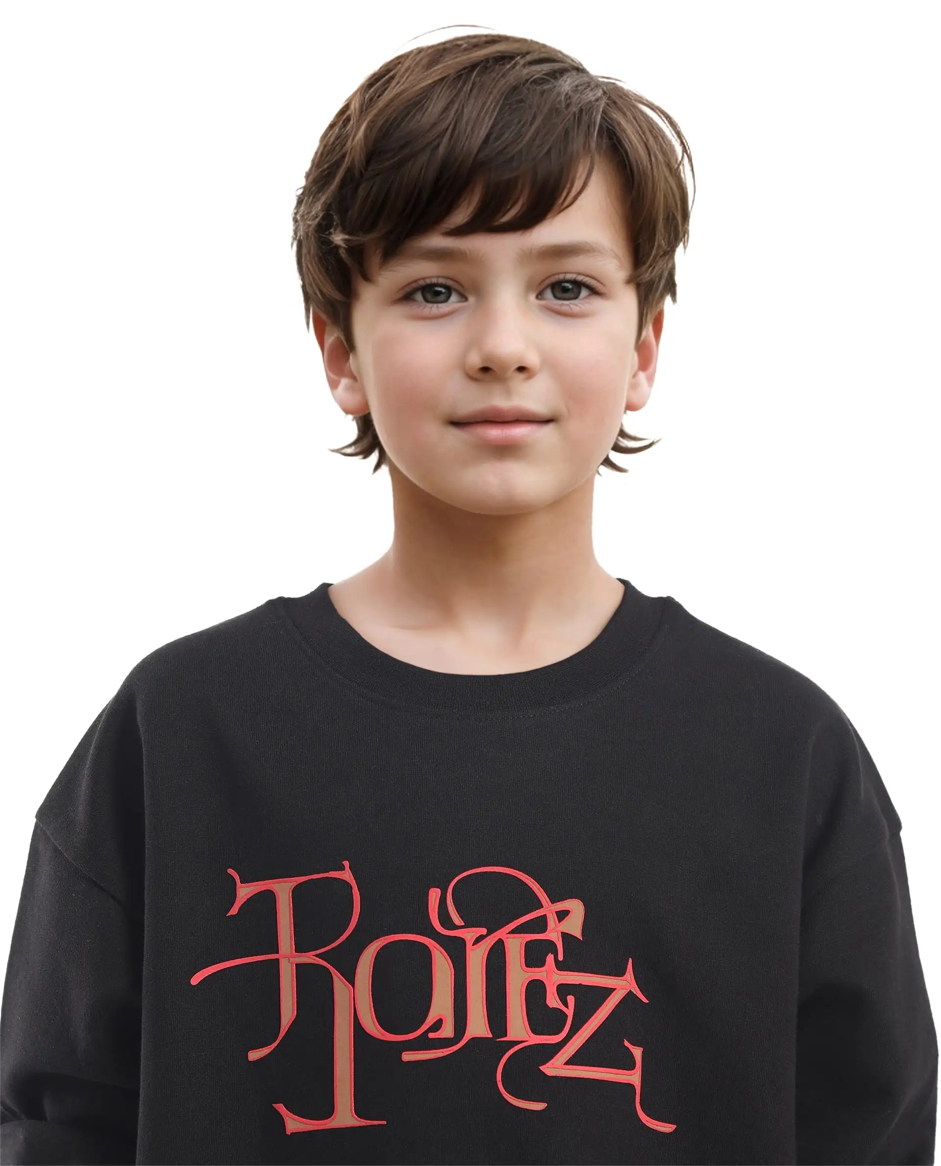 Rare Ones Kids Kiro Black Cotton Full Sleeves Crew Neck Graphic Print Sweatshirt