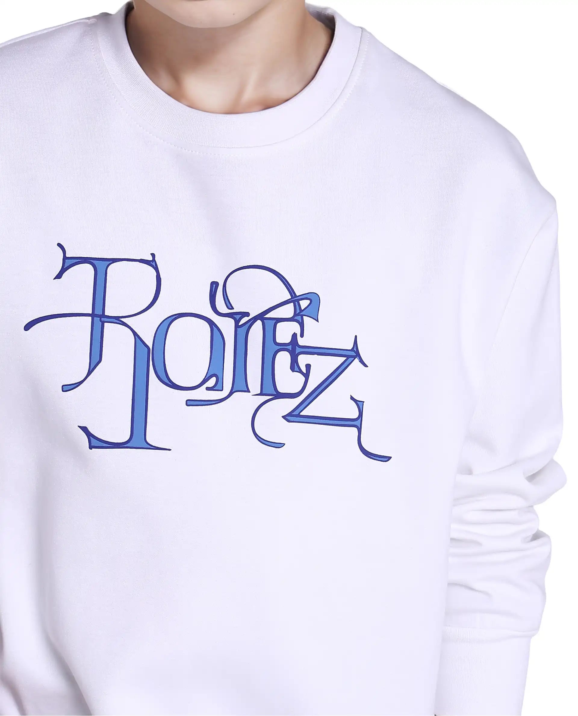 Rare Ones Kids Kiro White Cotton Full Sleeve Crew Neck Hd Print Sweatshirt