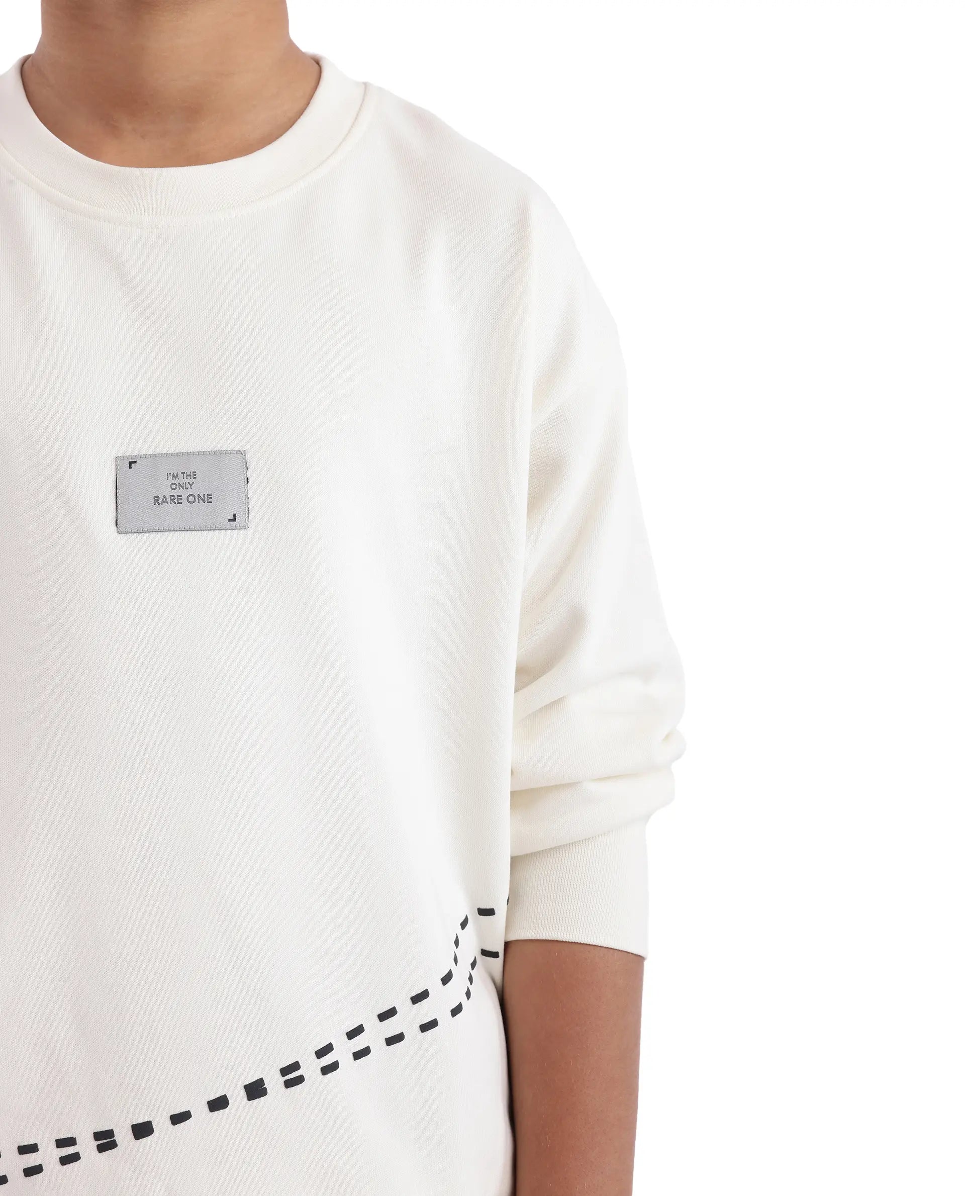 Rare Ones Kids Kole Off White Cotton Poly Full Sleeve Hd Print Sweatshirt