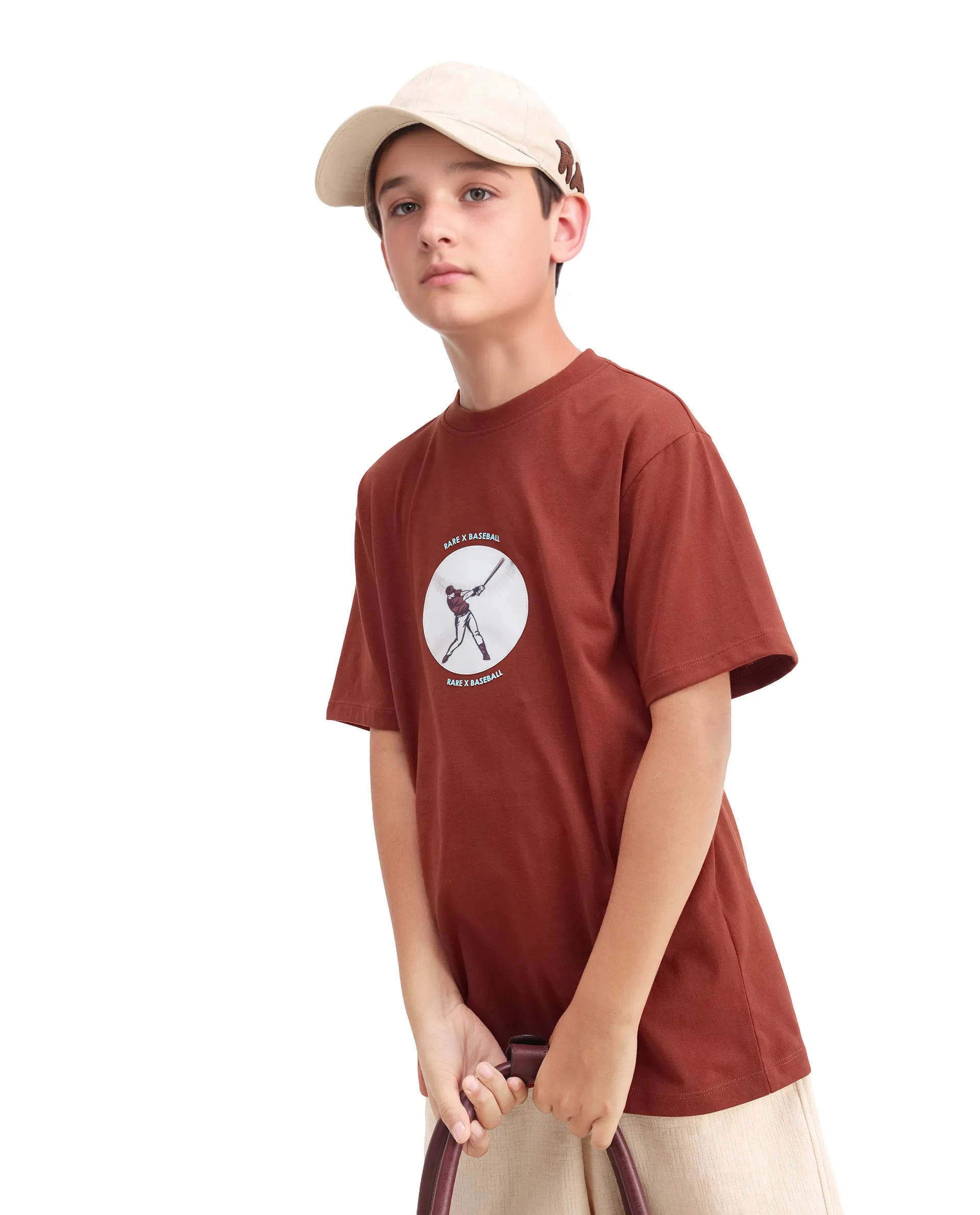 Rare Ones Kids Laker Rust Cotton Lenticular Sticker Regular Fit T-Shirt