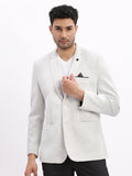 Men's Grey Solid Single Breasted Blazer
