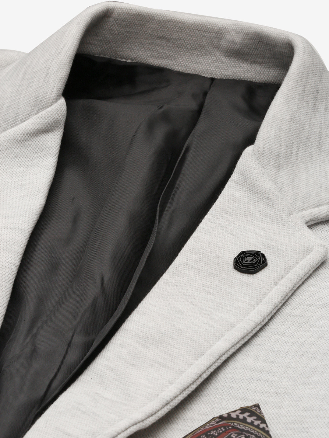 Men's Grey Solid Single Breasted Blazer