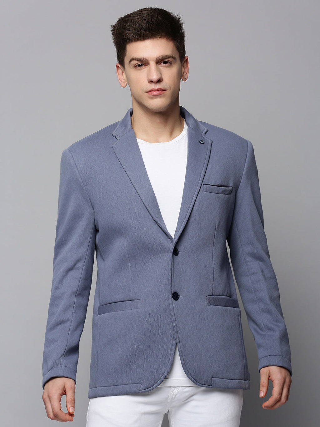 Men's Grey Single-Breasted Blazer