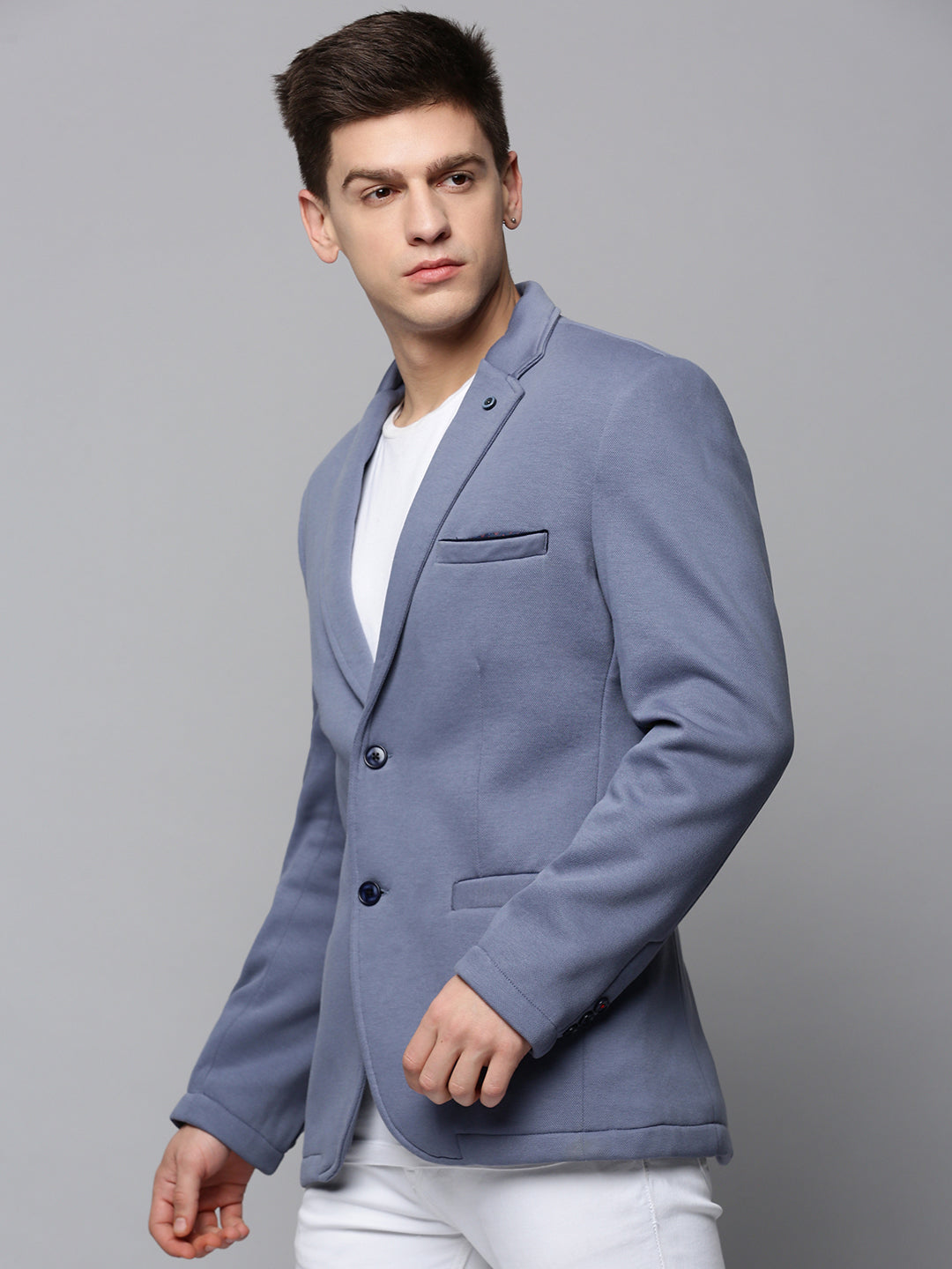 Men's Grey Single-Breasted Blazer