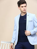Men's Blue Notched Lapel Single Breasted Blazer
