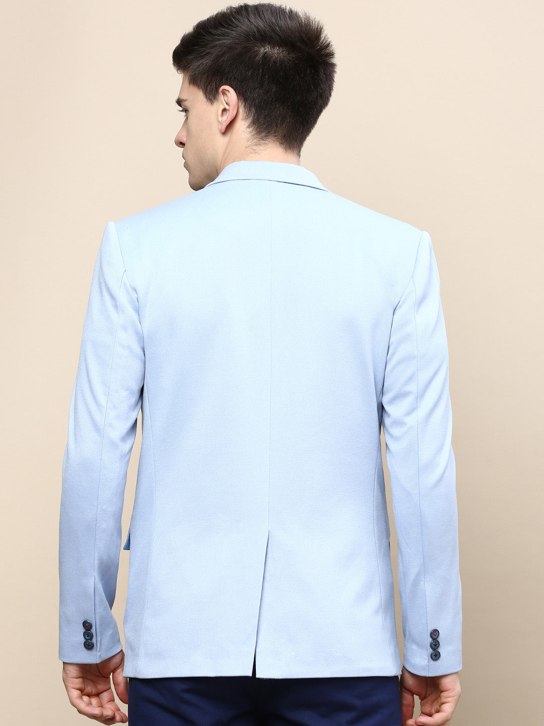 Men's Blue Notched Lapel Single Breasted Blazer