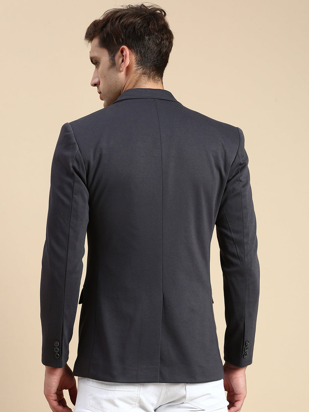 Men's Grey Slim-Fit Single Breasted Blazer
