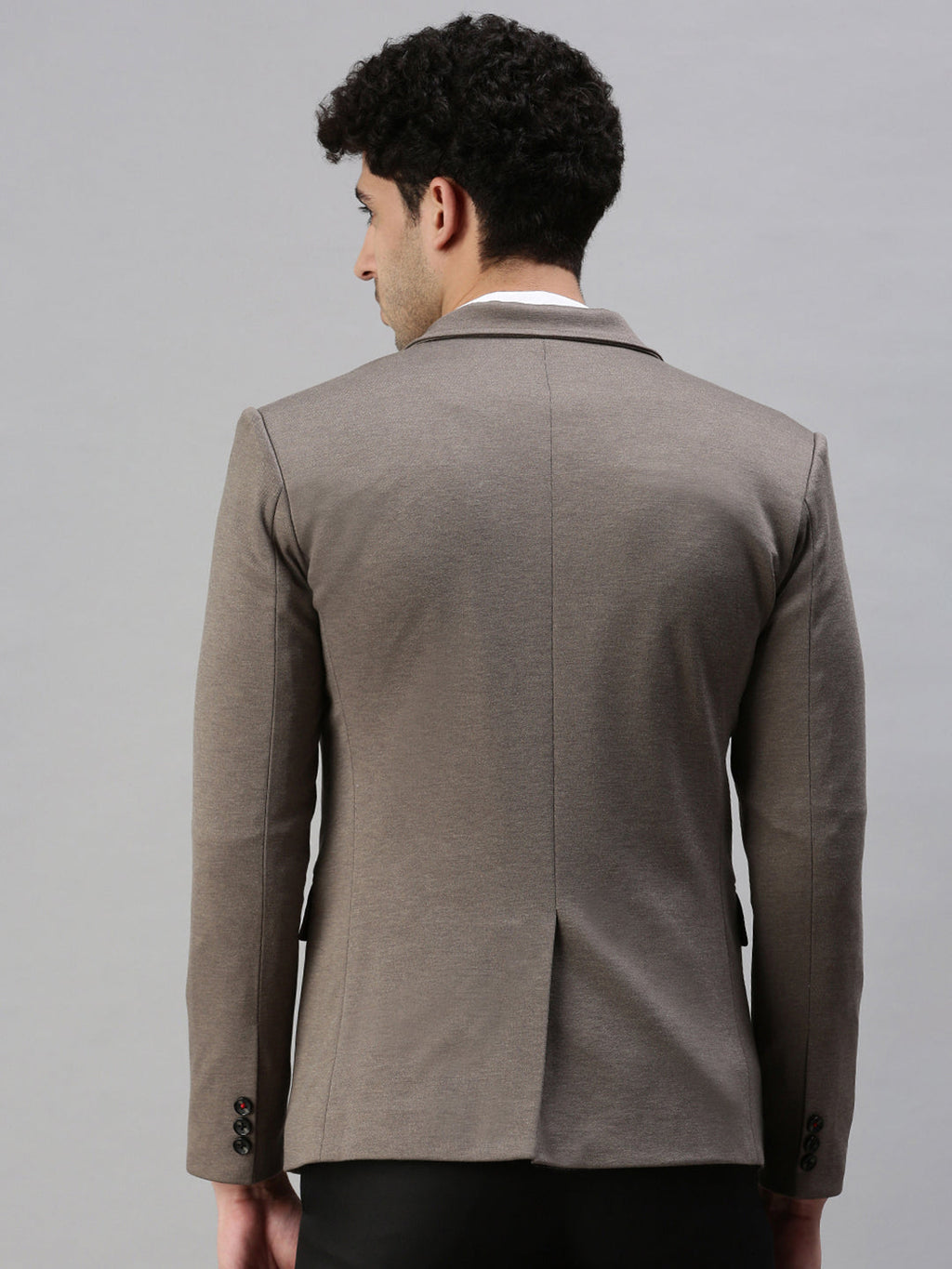 Men's Grey Solid Slim-Fit Single-Breasted Casual Blazers