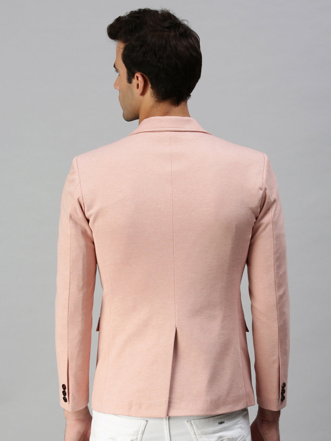 Men's Pink Solid Slim-Fit Single-Breasted Casual Blazers
