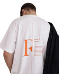 Rare Rabbit Men's Len White Cotton Typography Print Oversized Fit Half Sleeve Crew Neck T-Shirt